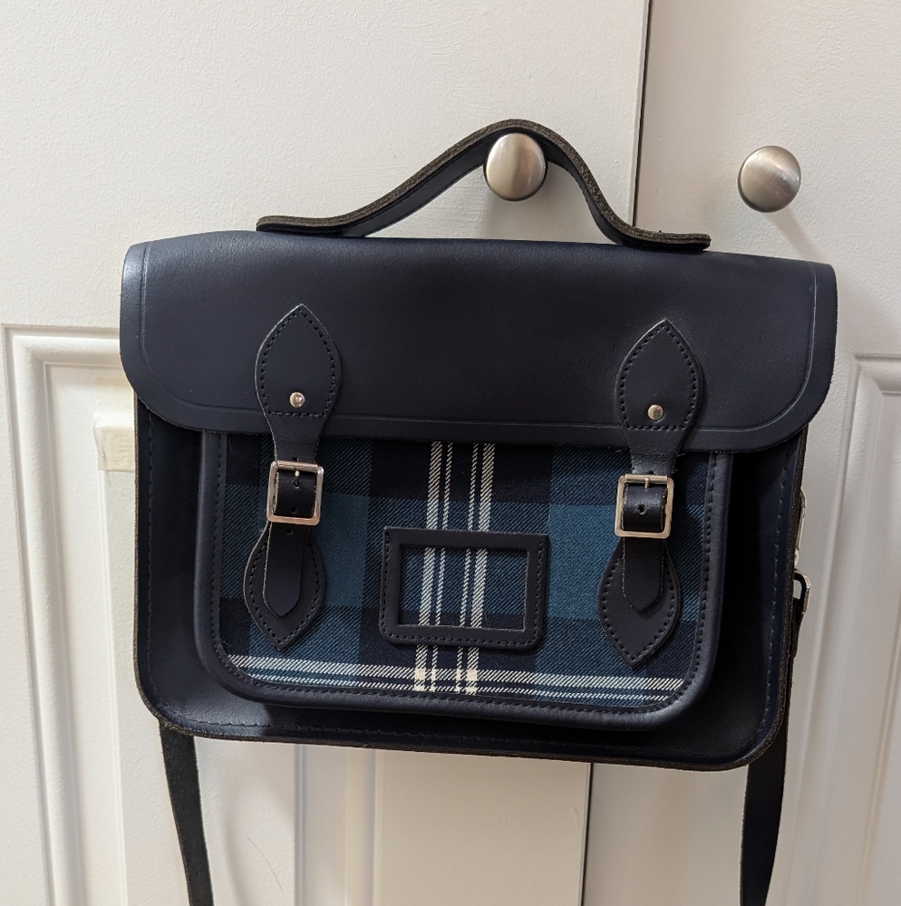 Cambridge Satchel Company Navy Blue Plaid Bag